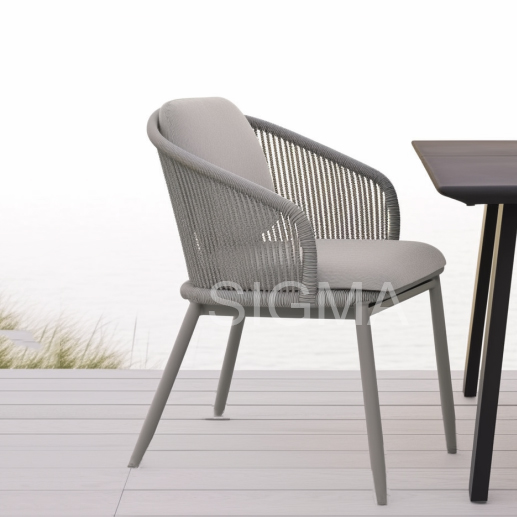 Outdoor Outdoor Rope Dining Chair Garden Rope Chair Aluminium Outdoor Rope Woven Dining Chair