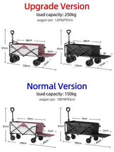 Outdoor Camping Car Portable Picnic Storage Platform <strong>Four</strong>-<strong>wheel</strong> Folding <strong>Trolley</strong> Small Trailer High Carbon Steel 600D Oxford - Product Image 3