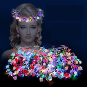 Diadema de corona de flores LED de verano, diademas de flores iluminadas para mujer, guirnaldas florales brillantes, coronas para fiesta de boda - Product Image 3