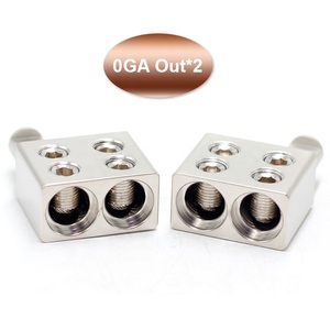 Terminale <span class=keywords><strong>Audio</strong></span> per Auto in Lega di Alluminio Nichelato, Uscita 2X0GA, Perni Argentati, Portafusibili - Product Image 3