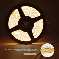 Bande lumineuse LED COB CCT DC24v 480LEDs Blanc chaud 3000K 24V CRI90 Bande lumineuse LED COB flexible sans points pour intérieur 24V