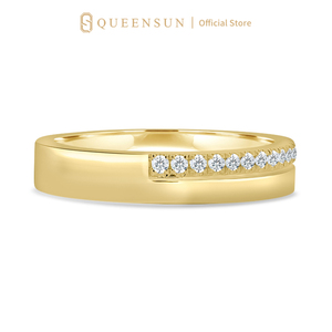 Bague de mariage en or massif 18 carats 4 mm à <span class=keywords><strong>bordure</strong></span> étagée, diamant de laboratoire, micro demi-éternité à crête <span class=keywords><strong>plate</strong></span>, bijoux de mariée modernes et minimalistes - Product Image 2