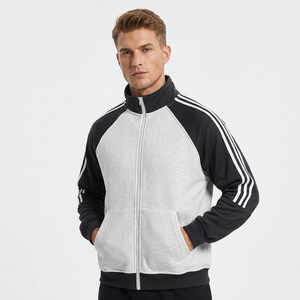 Chaqueta Deportiva para Hombre con Cuello Alto y Cremallera, Bloques de Color, Manga Raglán, 100% Algodón, Felpa Francesa, Transpirable y Ecológica - Product Image 1