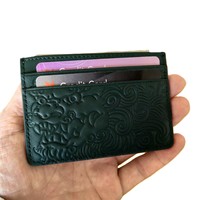Dompet Kulit Wanita dengan Logo Hewan, Tempat Kartu Kredit, Gaya Jepang, Custom, Asli, Mewah, Tempat Kartu Embos