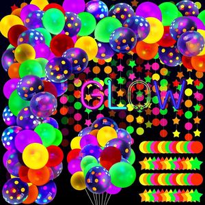Kit d'arche de ballons néon HLC, ballons qui brillent dans le noir pour les événements disco des années 80 et 90, fournitures pour fêtes rock and roll - Product Image 4