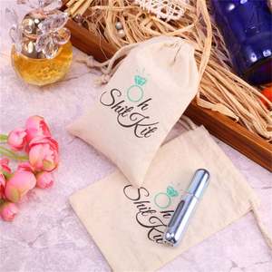 Sacs cadeaux en coton à cordon de serrage imprimés OH SHIT KIT 10*15cm, sacs en tissu de lin pour le rangement des bijoux, pochettes d'emballage - Product Image 2