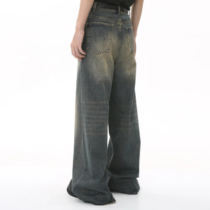 <span class=keywords><strong>Jeans</strong></span> décontractés unisexes vintage de haute qualité, coupe droite ample, délavés à la pierre, pour hommes et femmes, style streetwear, hip-hop, denim - Product Image 3