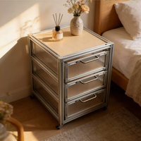 Armoire de rangement multi-tiroirs en profilé aluminium, table de chevet mobile, table d'appoint roulante pour chambre à coucher, salon
