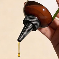 Bouteille applicatrice de couleur pour cheveux en PET ambré avec bouchon peigne 24/410, 4oz 5oz 6oz 8oz, flacons en plastique à bouchon torsadé pour huile capillaire