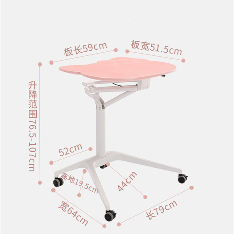 Pneumatic Desk Height Adjustable Laptop Table with Wheels Mobile Standing Desk