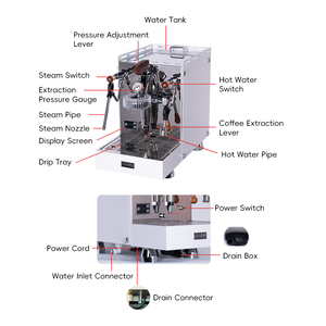 Máquina de Café Espresso Semiautomática Comercial de Acero Inoxidable con Calderas Dobles, Cabezal E61 y Espumador de Leche Potente - Product Image 2