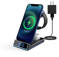 Nieuwe Multifunctionele 5 In 1 Draadloze Oplaadstandaard Met Lamp 15W Snelle Wekker Draadloze Oplader Voor Iphone 13 12 Iwatch Airpods