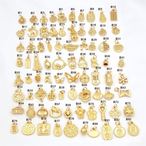 Colgante pequeño con diseño de ábaco y característica Fu, chapado en oro real de 18 quilates, que conserva el color, accesorio DIY para pendientes y pulseras D104 - Product Image 2