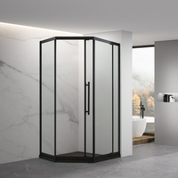 Cabine de douche coulissante noire économique et moderne, cabines de douche Diamond pour salle de bain
