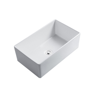 Évier de ferme Bol simple profond Tablier <span class=keywords><strong>en</strong></span> porcelaine <span class=keywords><strong>en</strong></span> céramique blanche-Évier de <span class=keywords><strong>cuisine</strong></span> avant de ferme - Product Image 3