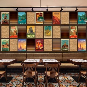 วอลล์เปเปอร์สไตล์ไทยโปสเตอร์ภาพวาดนวดห้องนั่งเล่นตกแต่งวอลล์เปเปอร์สไตล์ช้างร้านอาหารพื้นหลังผนังผ้า - Product Image 5