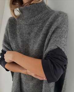 OEM Service all'ingrosso <span class=keywords><strong>oversize</strong></span> maglia di Design contemporaneo in maglia Poncho maglione da <span class=keywords><strong>donna</strong></span> a collo alto Casual <span class=keywords><strong>maglieria</strong></span> ampia - Product Image 1