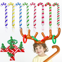 Paquete de 2 juegos de Navidad inflables Santa divertido Reno asta sombrero anillo lanzamiento Navidad niños