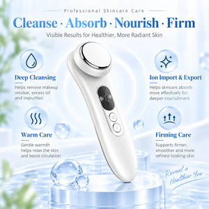 Masseur facial blanc, appareil de soin de la peau pour un nettoyage en profondeur, nettoyeur de pores, éliminateur de résidus de maquillage, outil de nettoyage du visage - Product Image 5