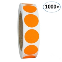 Autocollants adhésifs circulaires de codage couleur rouge vif personnalisés, rouleau semi-brillant, 1000 autocollants, diamètre 1 pouce, amovibles, imperméables