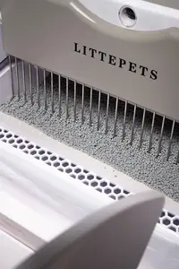 Littepets Caja semiautomática de arena para gatos autolimpiante de gran capacidad