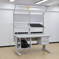 Banc de travail ESD réglable en hauteur DETALL pour la fabrication électronique avec réglage de la hauteur et design ergonomique