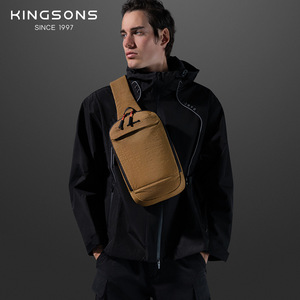 Kingsons Men's Chest Bag Multifunctional Shoulder Bag Zipper Closure Solid Color Everyday Use Winter 2025 - Product Image 3