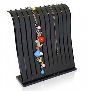 Wholesale Black Desktop Acrylic Jewelry Display <b>Stand</b> Custom Jewelry Organizer Rack with Logo for Boutique - Product Image 1