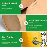 Seau alimentaire pliable personnalisé avec logo, emballage jetable en papier pour la livraison, restaurants, traiteurs, nouilles, riz et accompagnements