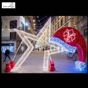 Christmas decorations Christmas light led giant Santa <b>hat</b> star motif outdoor lighting decoration - Product Image 6