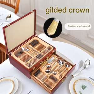 <span class=keywords><strong>Service</strong></span> de Couverts Classique en Acier Inoxydable Plaqué Or <span class=keywords><strong>72</strong></span> <span class=keywords><strong>Pièces</strong></span> pour Mariages, Dîners Occidentaux de Luxe, Hôtellerie, Design Transfrontalier - Product Image 2