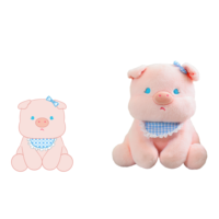 Boneka Babi Pink Lucu Super Lembut, Dapat Dikustomisasi, Isi Kapas PP, Pereda Stres & Desain Bordir