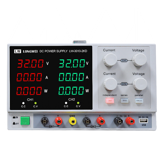Laboratory Bench Dual Channel Output Switching DC Power Supply LONGWEI LW-3010-2KD 30V 10A Variable DC Output