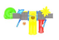Piscine à jets d'eau amusants pour enfants, équipement de terrain de jeu extérieur pour maternelle, grand toboggan aquatique en plastique