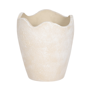 Vaso classico in terracotta con bordo ondulato, accento scultoreo testurizzato per l'arredamento del soggiorno e la decorazione della casa - Product Image 5