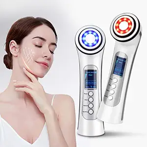 Face Massager Against Wrinkles 5 in 1 Radio Frequency Device Face with 2 LED Light Therapy RF Vibration Ion for Anti Wrinkle