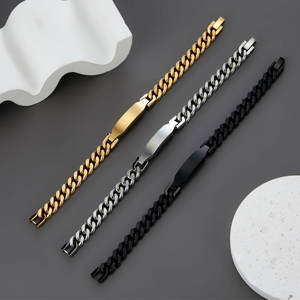 Anti Tarnished 316L Stainless Steel Fashion <b>Bracelet</b> & Bangle <b>Engravable</b> Blanks Custom Name Cuban <b>Bracelet</b> With Logo for <b>Men</b> - Product Image 6
