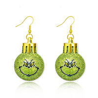 Boucles d'oreilles pendantes Grinch en forme de boule verte, bijoux de Noël tendance pour femme