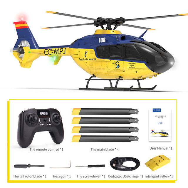 Flybarless YU XIANG F06 EC135 Six-channel Flybarless Simulation Helicopter Remote Control Brushless Motor