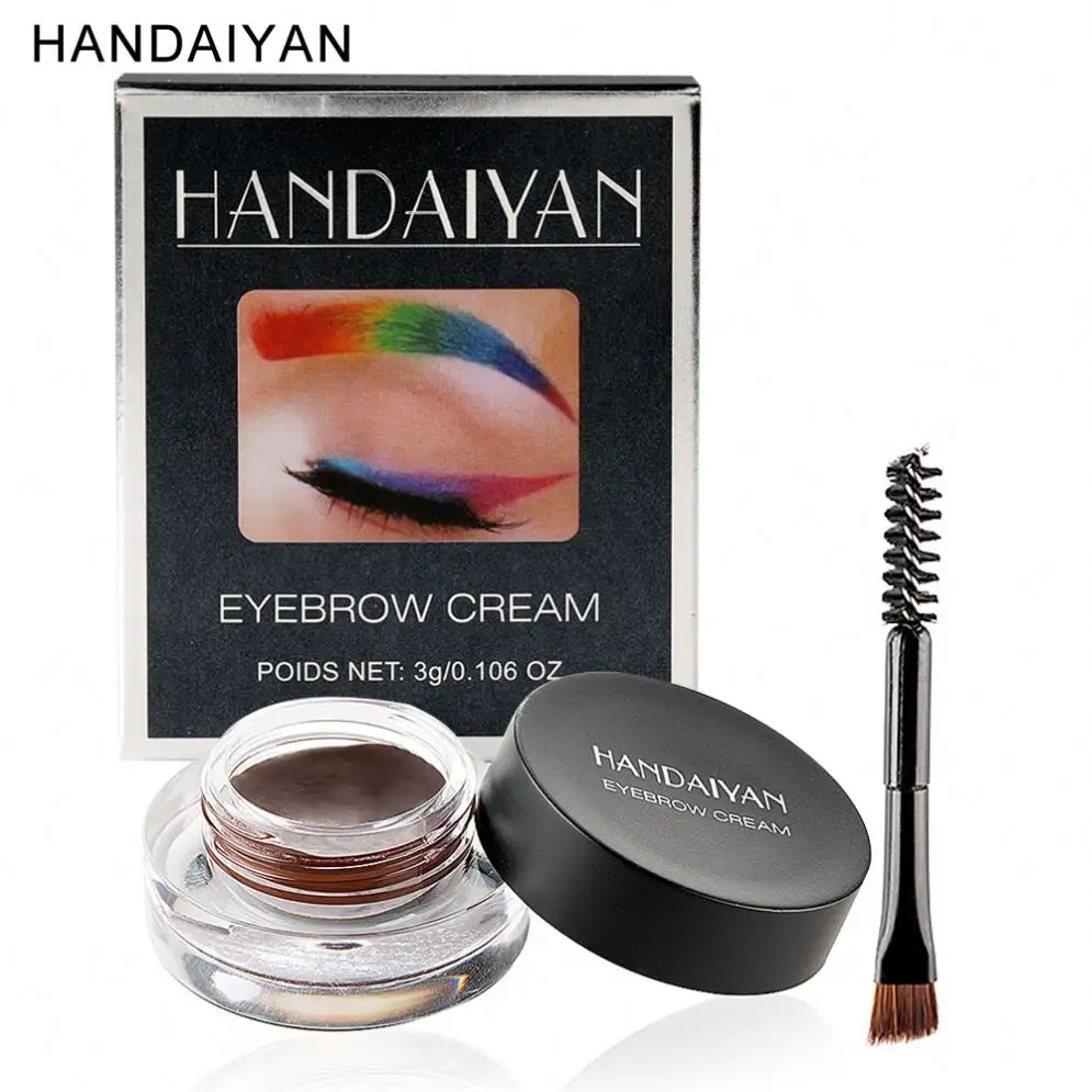 Handaiyan Hot Sell Wholesale 12 Colors Long Lasting Super Waterproof Eyebrow Dyed Cream Colorful Make Up Eyebrow Gel With Brush