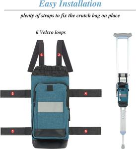 Free sample Crutch <b>Bag</b> Lightweight Crutch Accessories <b>Storage</b> Pouch Reflective Strap Front <b>Zipper</b> Pocket Universal Crutch <b>Bag</b> - Product Image 4