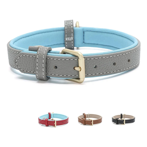 Collares de perro de cuero genuino vegano suave de calidad superior enrollados con correa Venta caliente en 2024 - Product Image 1