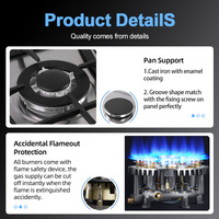 Appareils de cuisine 5 brûleurs, allumage électronique, cuisinière à gaz, cuisinière à gaz, table de cuisson, cuisinière à gaz domestique en acier inoxydable