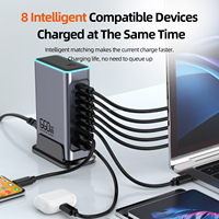 Chargeur rapide haute puissance 140W GaN USB-C avec support de lampe multi-ports ordinateur portable/tablette/téléphone portable Station de charge de type C de bureau