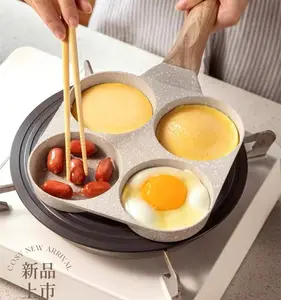 Conveniente Mini padella antiaderente pentola quattro fori uovo fritto cucina uso domestico