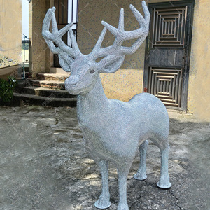 Escultura de Ciervo con Pedrería, Adorno de Jardín de Fibra de Vidrio para Exteriores, Estatua de Animal Independiente con Acabado Brillante - Product Image 1