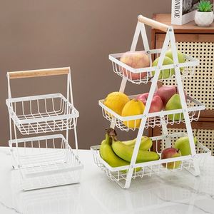 Panier de rangement en métal à 3 niveaux pour la cuisine, les fruits, les collations et les légumes, étagère de comptoir multi-usages - Product Image 2
