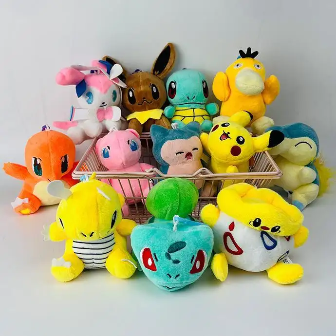 Mix 12 Kinds 4 inch Best Selling Pokemoned Dolls Small Cheap Anime Cartoon Peripheral Plush Key Chains