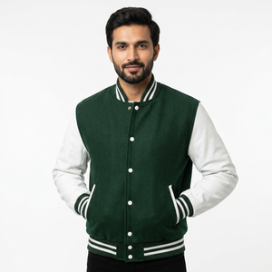 Blousons universitaires d'hiver en polaire pour hommes, style cool, tendance, personnalisables, en cuir, avec col montant et boutons, vente en gros - Product Image 1
