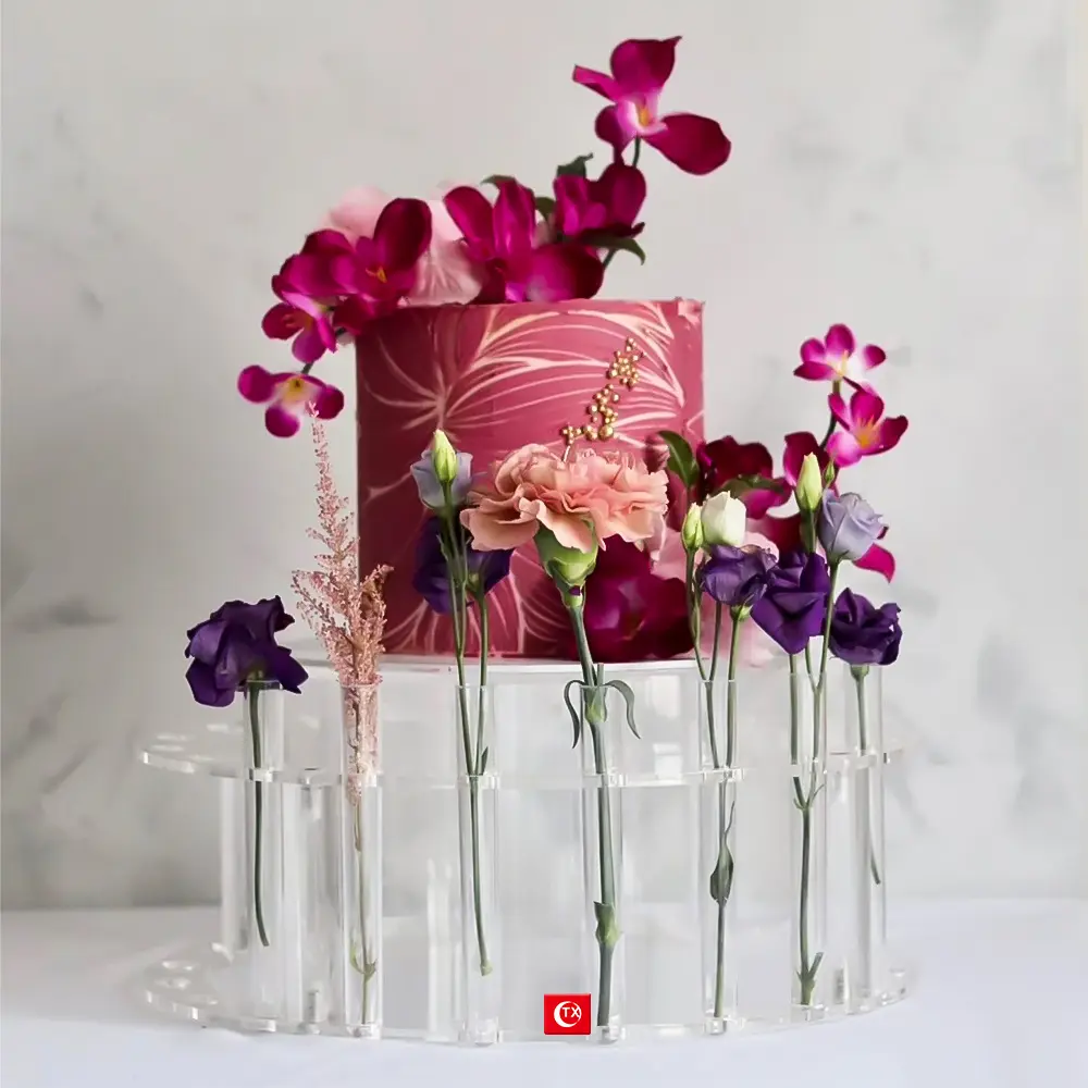 30*15 सेमी ऐक्रेलिक पारदर्शी फूल केक टेबल धारक शादी केक पार्टी सजावट के लिए स्टैंड